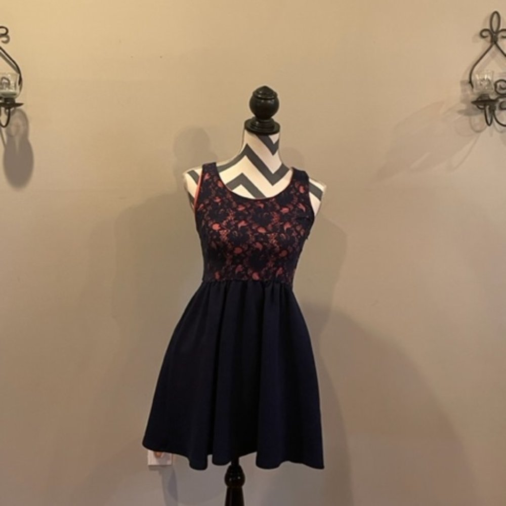 Navy & Peach underlay dress